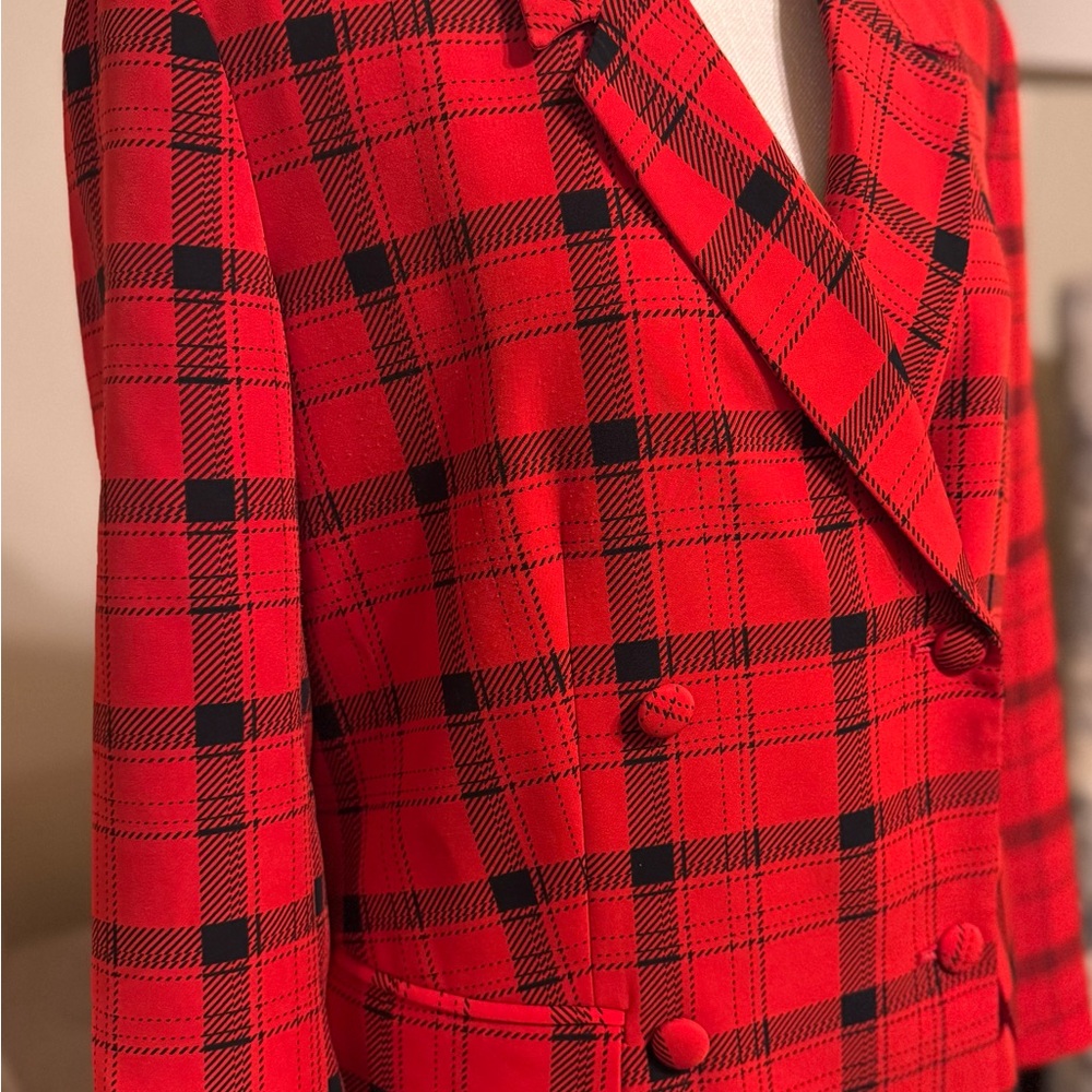 New York and Company Red Plaid Blazer - Picture 3 of 8